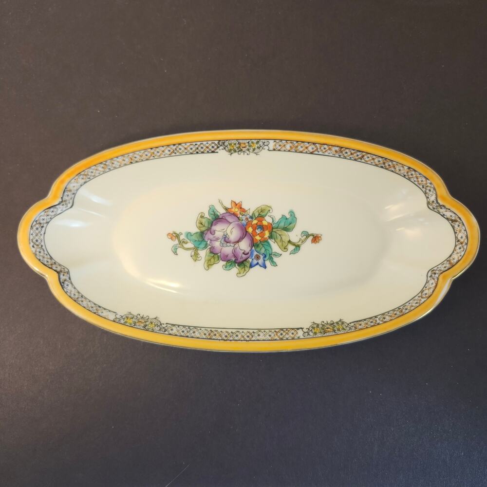 Noritake Handcrafted Vintage Oval Floral Porcelain Vegetable Dish Japan